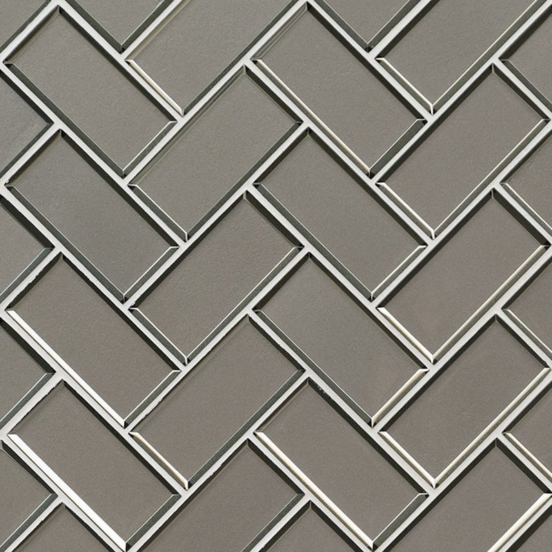 MSI Bevello Glass Tile Champagne Herringbone