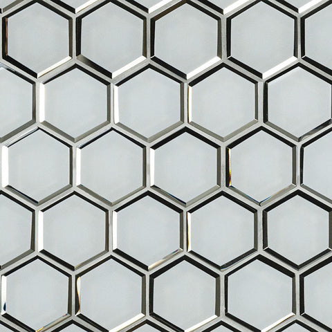 MSI Bevello Glass Tile Ice 3" Hexagon Mosaic Swatch