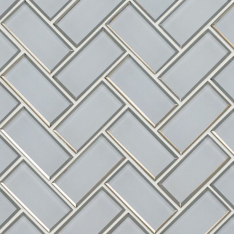 MSI Bevello Glass Tile Ice Herringbone Swatch