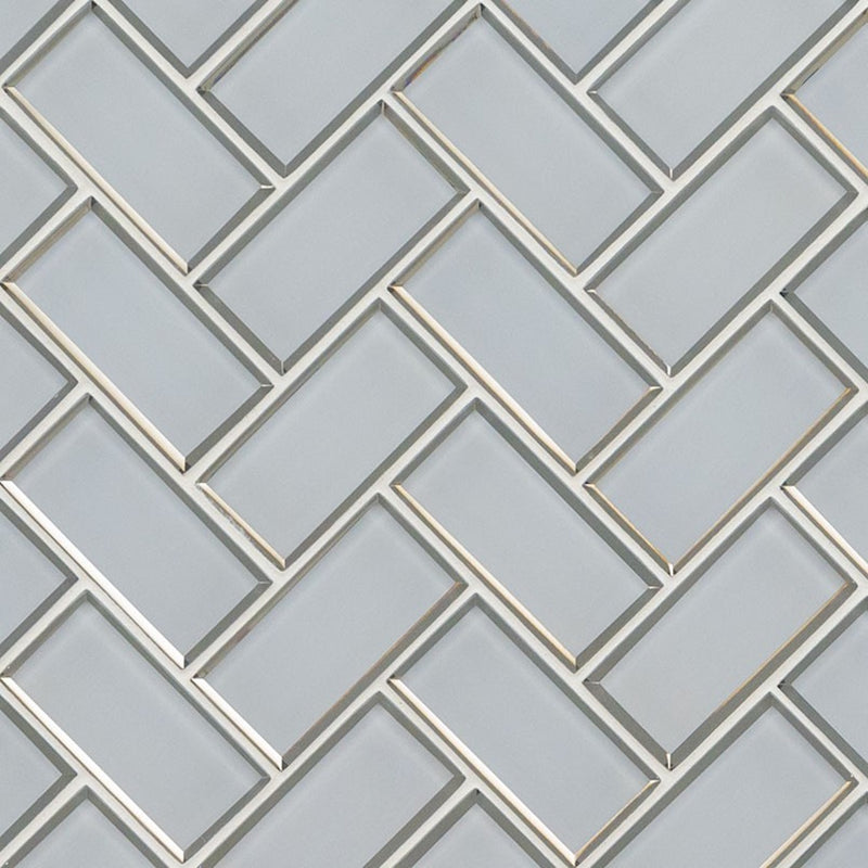 MSI Bevello Glass Tile Ice Herringbone