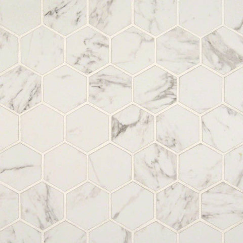 Pietra Porcelain Collection Carrara 2”x2" Hexagon Matte Swatch