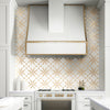 Daltile Lavaliere Mosaic Blossom Thassos White/Brass Room Scene
