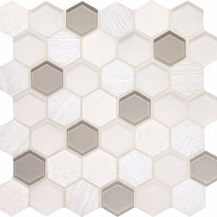 Daltile Idyllic Blends Tranquil Snow IB01 Hexagon Mosaic 11"x11" Swatch