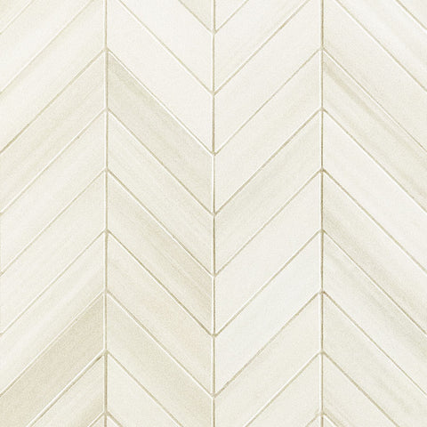 Watercolor Porcelain Tile Collection Bianco - 12"x15" Chevron Mosaic Swatch