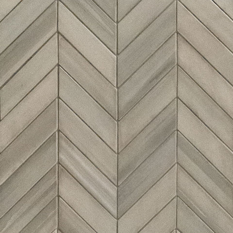 Watercolor Porcelain Tile Collection Grigio - 12"x15" Chevron Mosaic Swatch