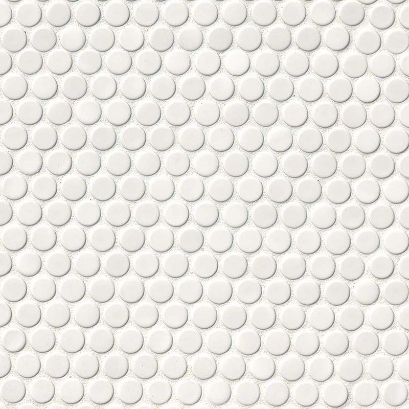 MSI Domino White Glossy Penny Round Mosaic Porcelain Tile